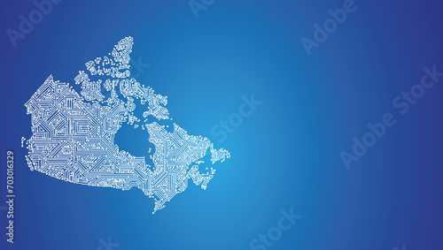 IT-Umriss des Landes Kanada auf blauem Hintergrund photo