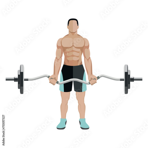 vector icon of athlete performing dumbbell press isolated on white background