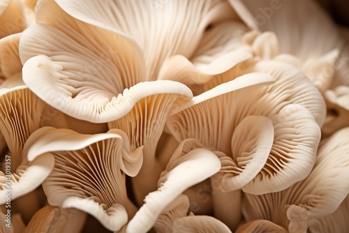 Macro view of fresh oyster mushrooms as background photography