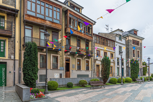 Colorful street in the town of Navia, Spain photo