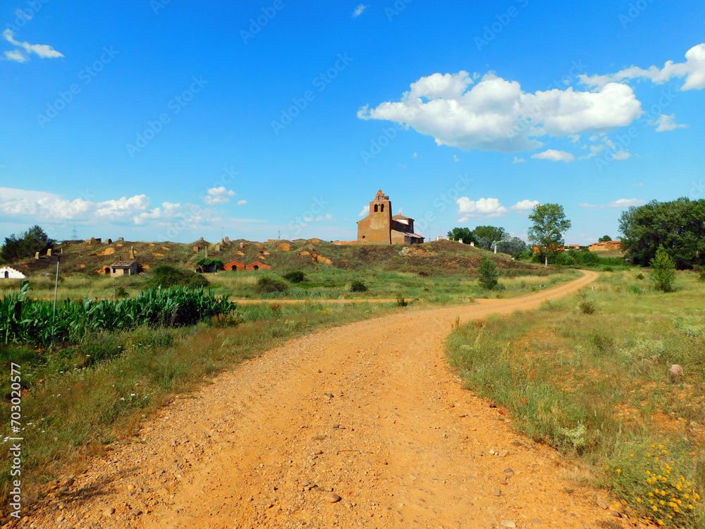 rural scene in a road to ancient village