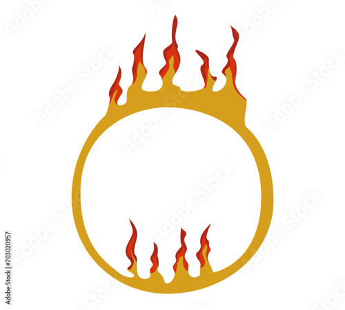 Vintage circus fire ring, vector illustration. Simple flat style, isolated on white background. Circus performance element.