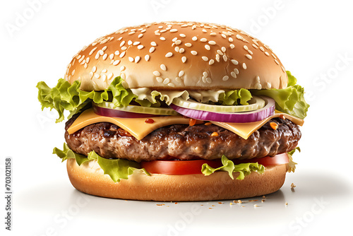 hamburger isolated on a white background (ID: 703021158)