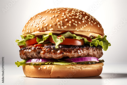 hamburger isolated on a white background (ID: 703021192)