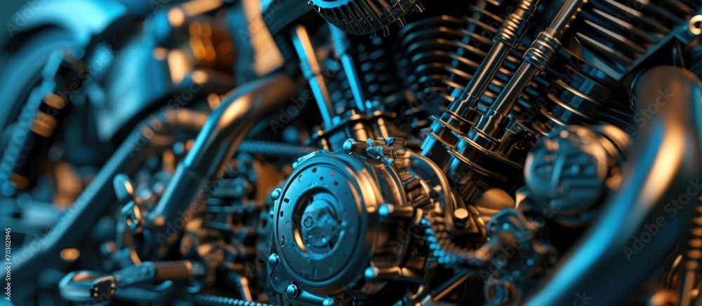 Model of a motorcycle engine being cut.