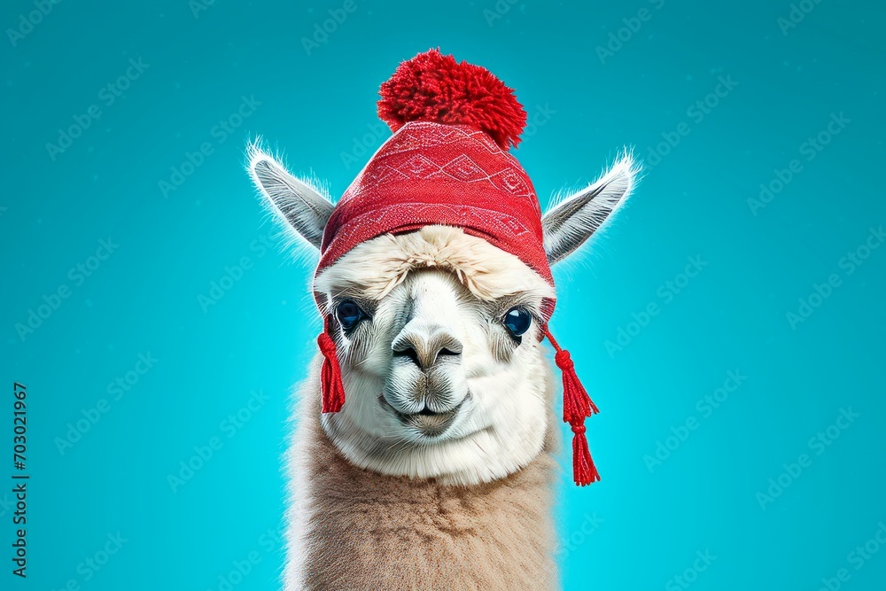 Camel with Red Hat and Fluffy Hair Camel with Red Hat and Fluffy Hair