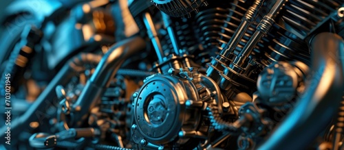 Model of a motorcycle engine being cut.