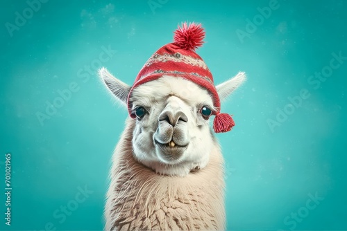 Camel with Red Hat and Fluffy Hair
