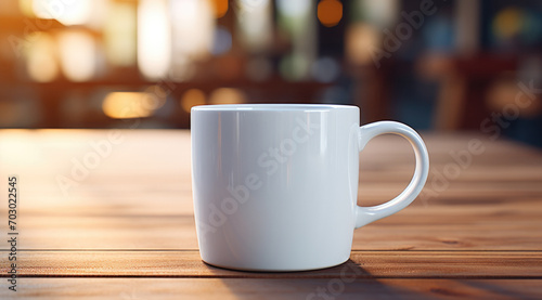 A white mock-up cup against a blurred background  generative AI