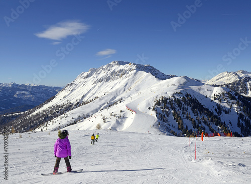 Obraz na płótnie Ski Area Alpe Lusia – Predazzo, Dolomiti Superski, Val di Fiemme - Obereggen, Italy w salonie