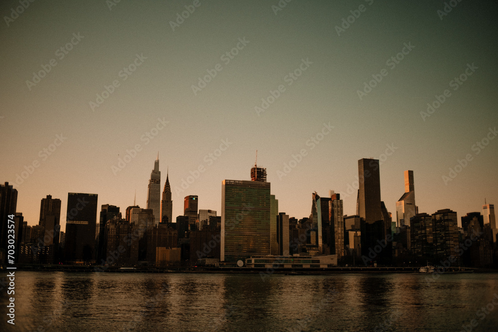 Streets and buildings in new York City manhattan bridge Brooklyn architecture Grand Central station upper east side sunset over midtown 