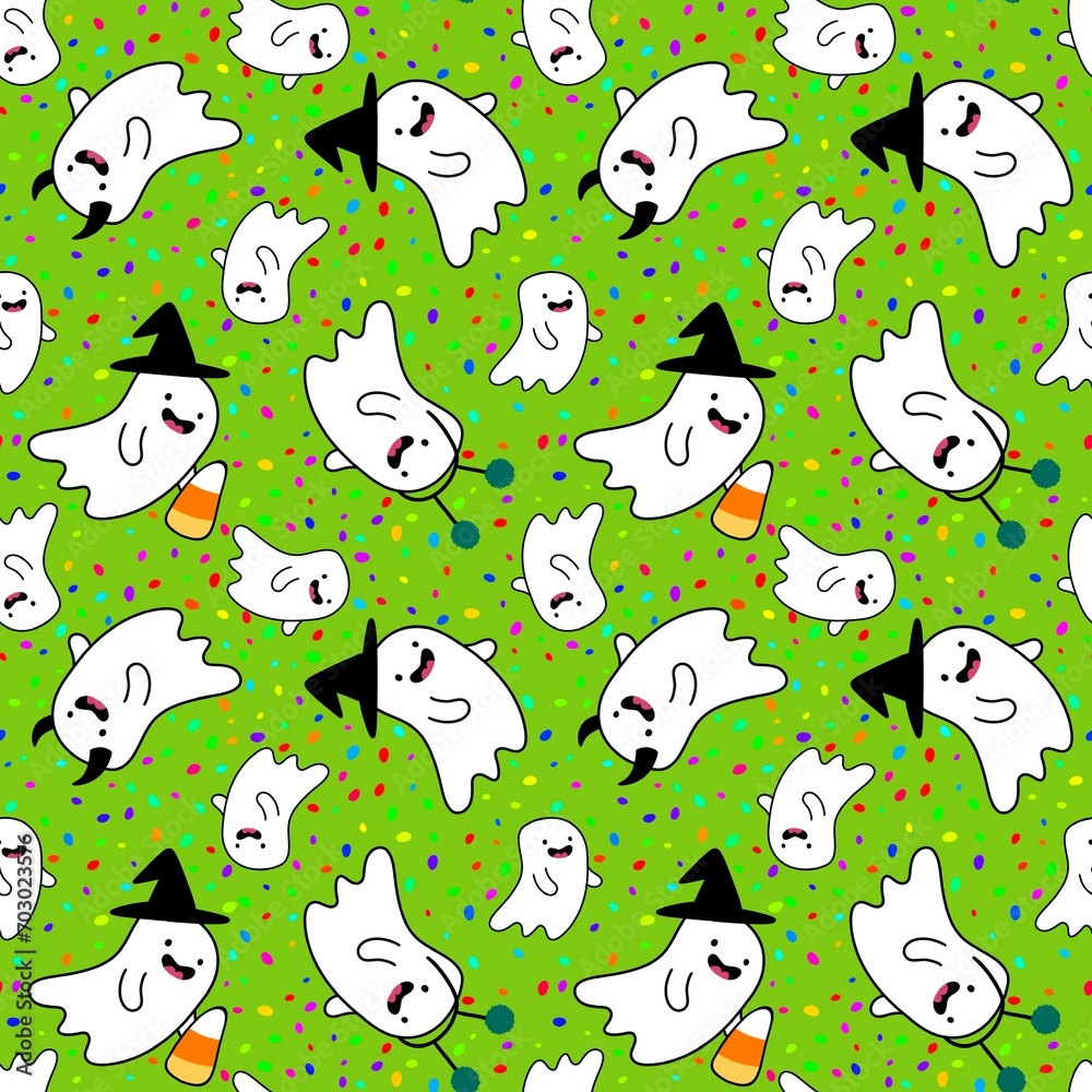 Obraz premium Halloween monsters seamless ghost pattern for wrapping paper and fabrics and linens and kids clothes print