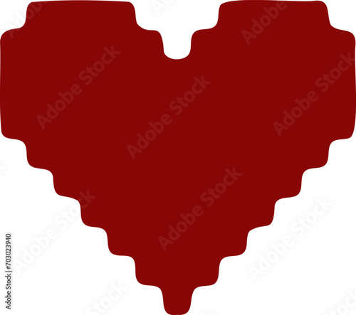 Heart silhouette pixel style vector illustration. Pixel heart Love symbol hand drawing stylized design element