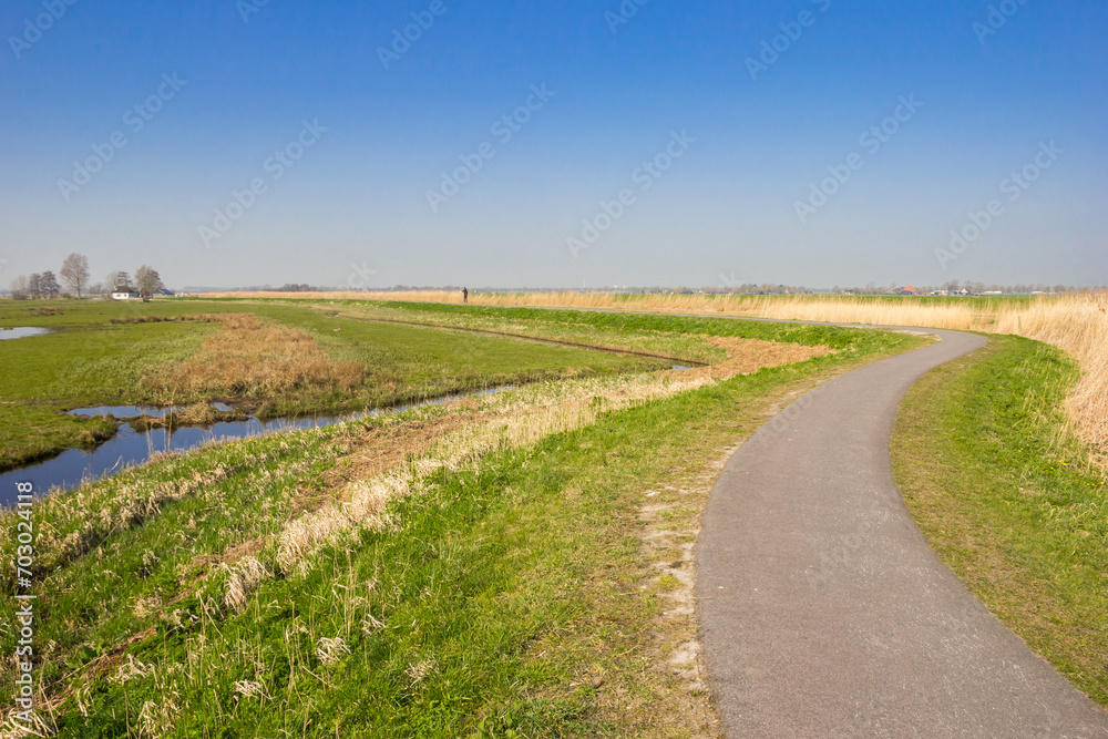 Bicycle path in the nature area Purmerland, Netherlands