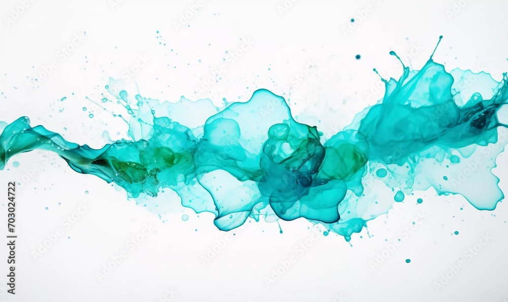 Top view of turquoise watercolor splash on white background, AI generator Top view of turquoise watercolor splash on white background, AI generator