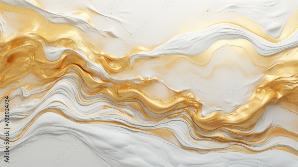 Golden and white fluid art texture. Fluid background