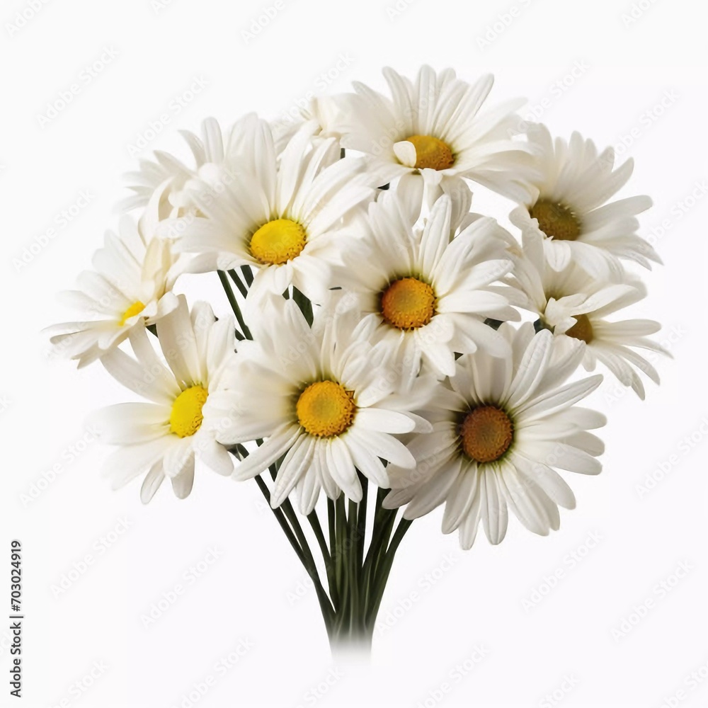Fototapeta premium A bouquet of large white daisies isolated on a white background, AI generator