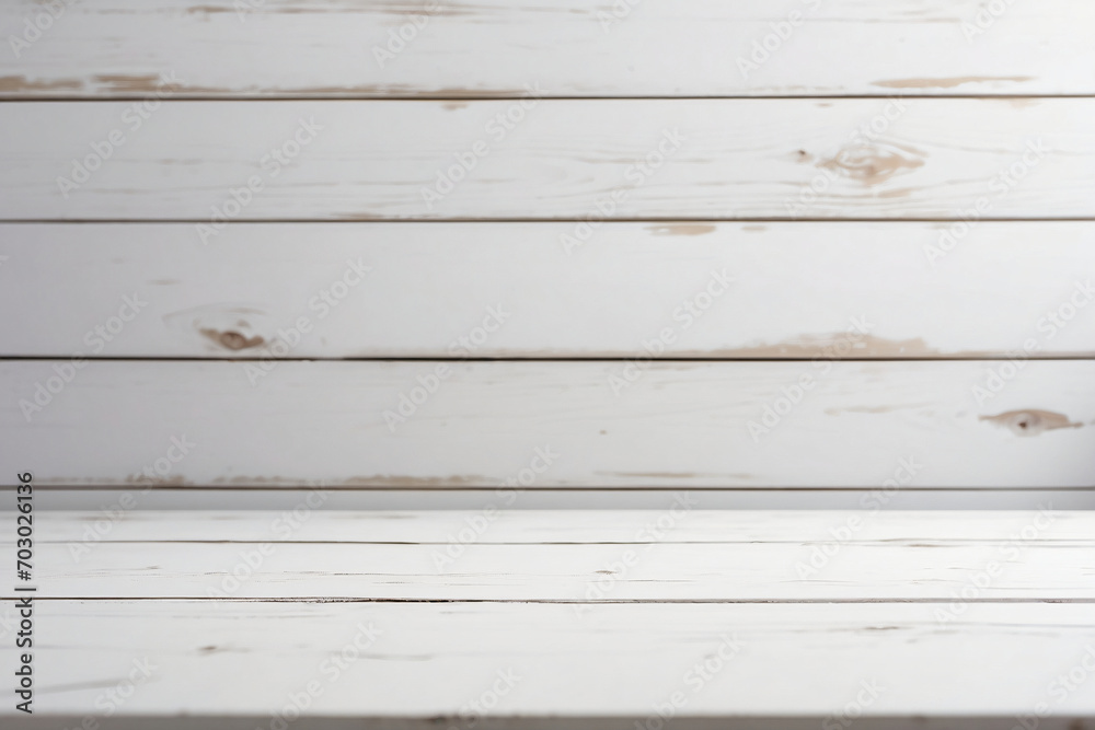 Obraz premium Empty white table with a blurred background and copy space