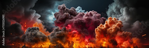 Fotografiet Bright cloud of smoke, abstract background, concept: air and space pollution