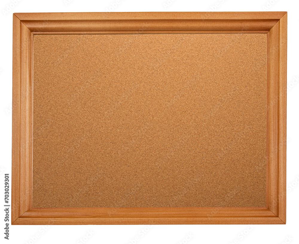 Fototapeta premium Empty wooden frame cork board. png isolated background. cork board blank