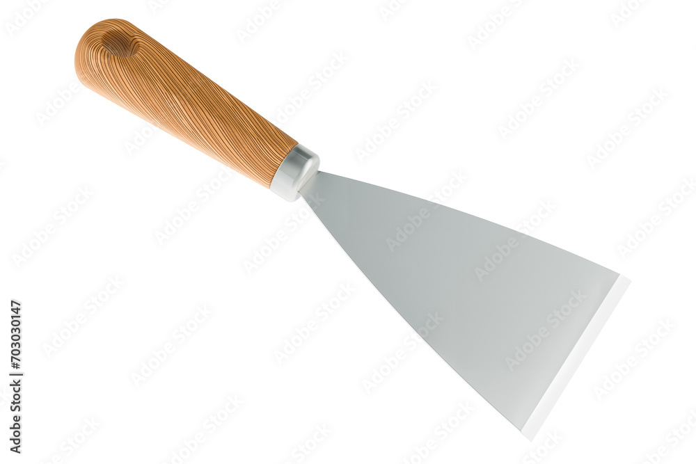 Putty knife, spackle knife, paint scraper. 3D rendering isolated on transparent background Putty knife, spackle knife, paint scraper. 3D rendering isolated on transparent background