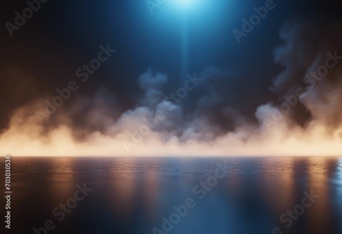 Empty scene with Blue spotlight and smoke or fog - 3d rendering