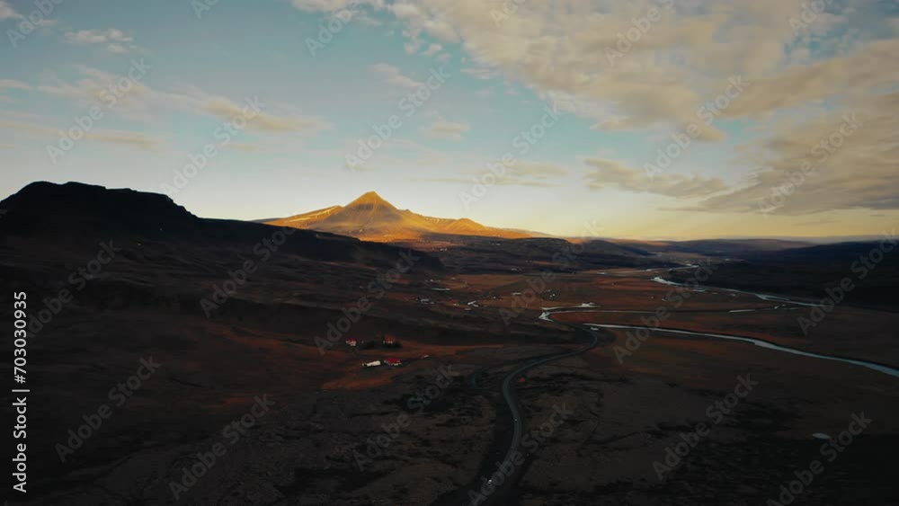 Aerial view of the mountanic landscape in Iceland