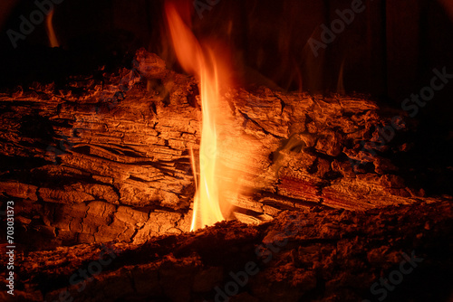 ogień, płomień, palące się drewno, kominek, fire, flame, burning wood, fireplace