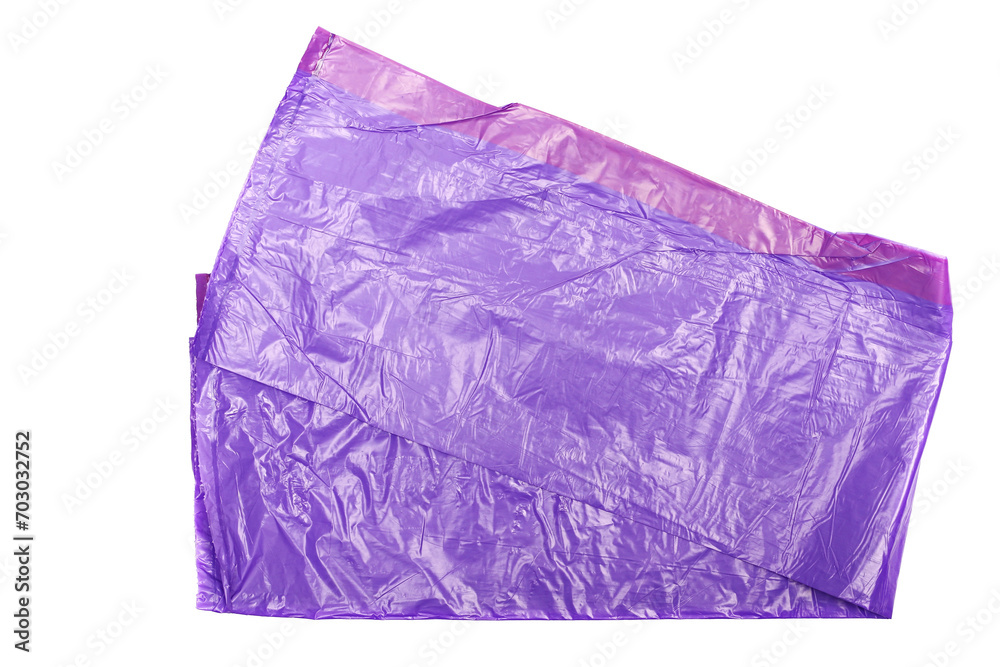 Naklejka premium Violet plastic garbage bag, isolated on white