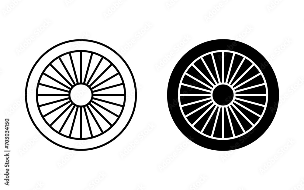   car hubcap outline icon collection or set. car hubcap Thin vector line art 