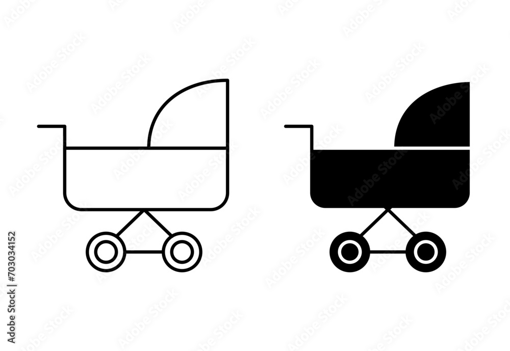 Baby car outline icon collection or set. Baby car seat Thin vector line art Baby car outline icon collection or set. Baby car seat Thin vector line art