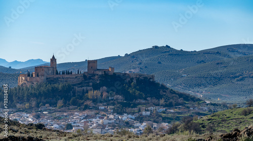 View of Alcalá la Real (Spain) with the La Mota fortress on a hill