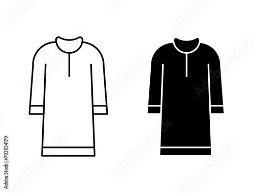   Kurta outline icon collection or set. Kurta Thin vector line art 