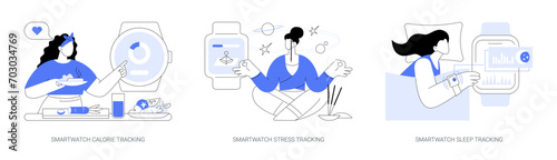 Smartwatch features isolated cartoon vector illustrations se