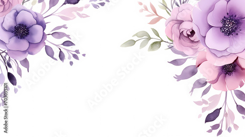 Floral frame with watercolor flowers  decorative flower background pattern  watercolor floral border background