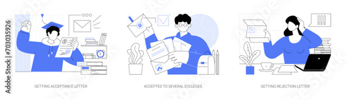 College admission isolated cartoon vector illustrations se