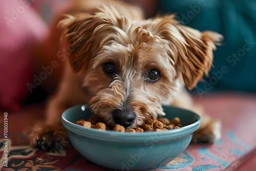 yorkshire terrier with a bowl