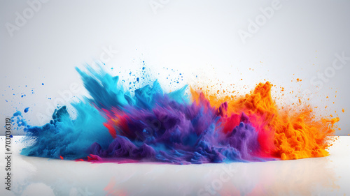 Holi, festival of colors is a popular Hindu spring festival vibrant celebration of joy cultural richness lively music, and spirited dance emotion happy playful India banner copy space greeting card.