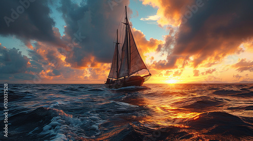 sailboat at sunset © W R D Fernando