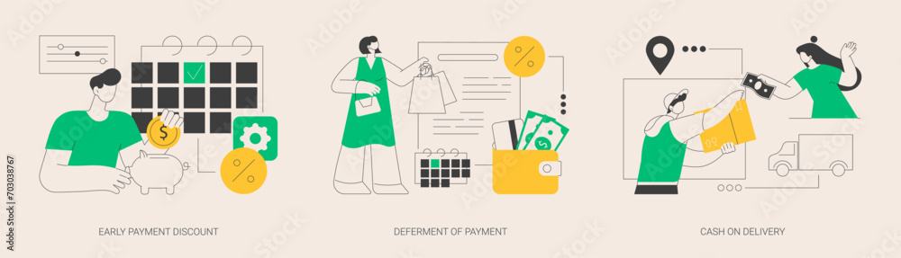 Payment terms abstract concept vector illustrations. - obrazy, fototapety, plakaty 