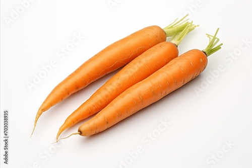 Vibrant carrots on a clean white background for eye catching advertisements and packaging designs