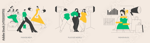 Fashion industry abstract concept vector illustrations.