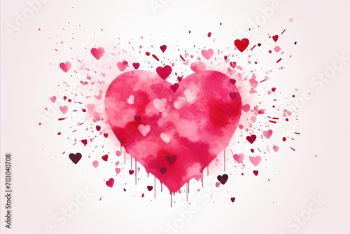 Red heart symbol with white flowers on white background, symbolizing love and affection