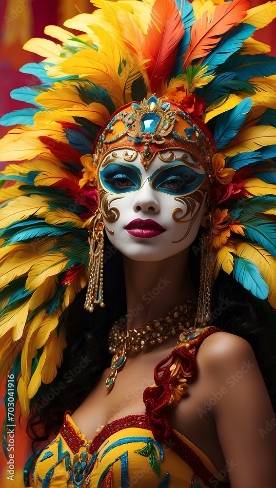 Portrait of a woman in carnival mask