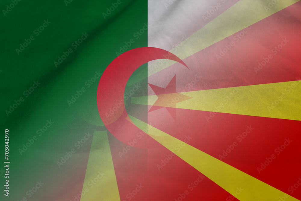 Obraz premium Algeria and Macedonia official flag transborder relations DZA