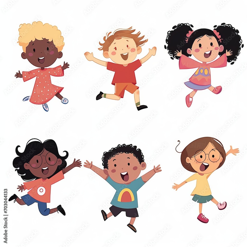 set of cartoon kids set of cartoon kids