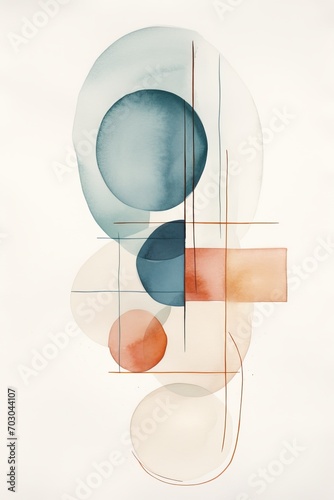 Abstract Watercolor Geometric Art: Exploring Shapes and Colors in a Creative Fusion