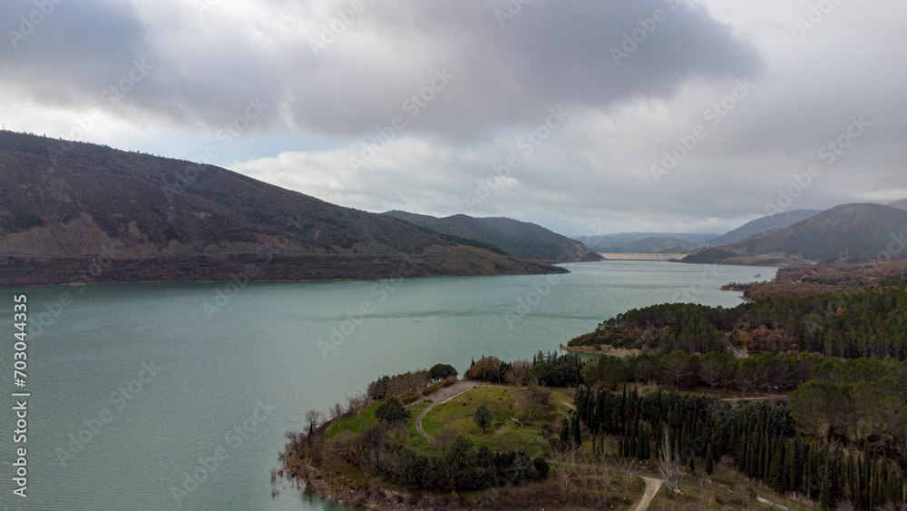 The Yesa reservoir from a drone view