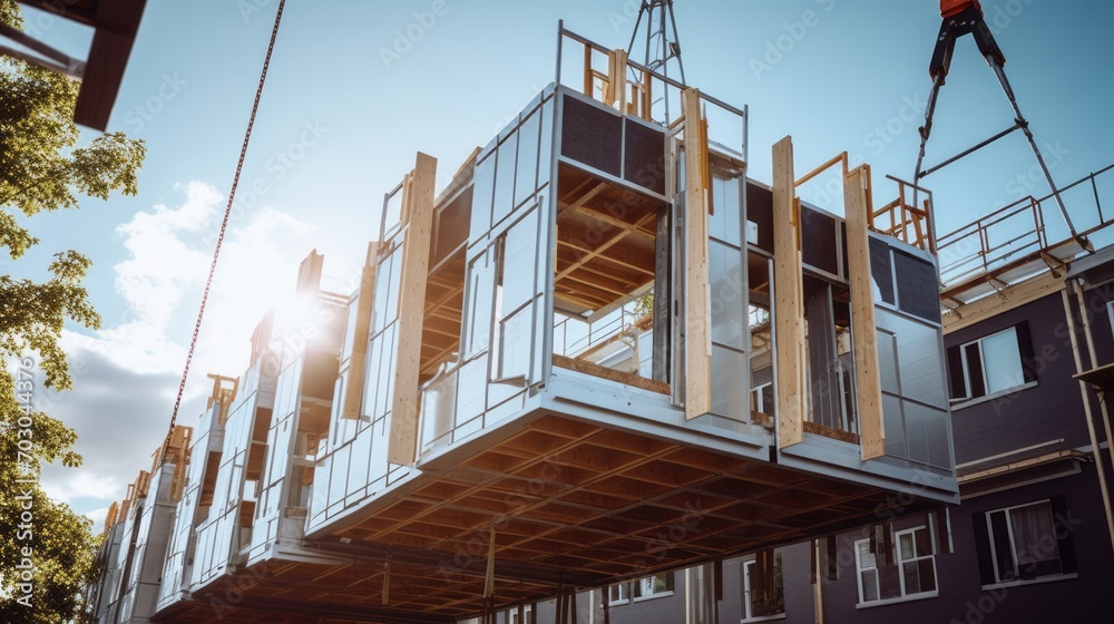 modular house, lifting module, container, crane, lift, metal