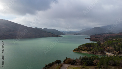 The Yesa reservoir from a drone view